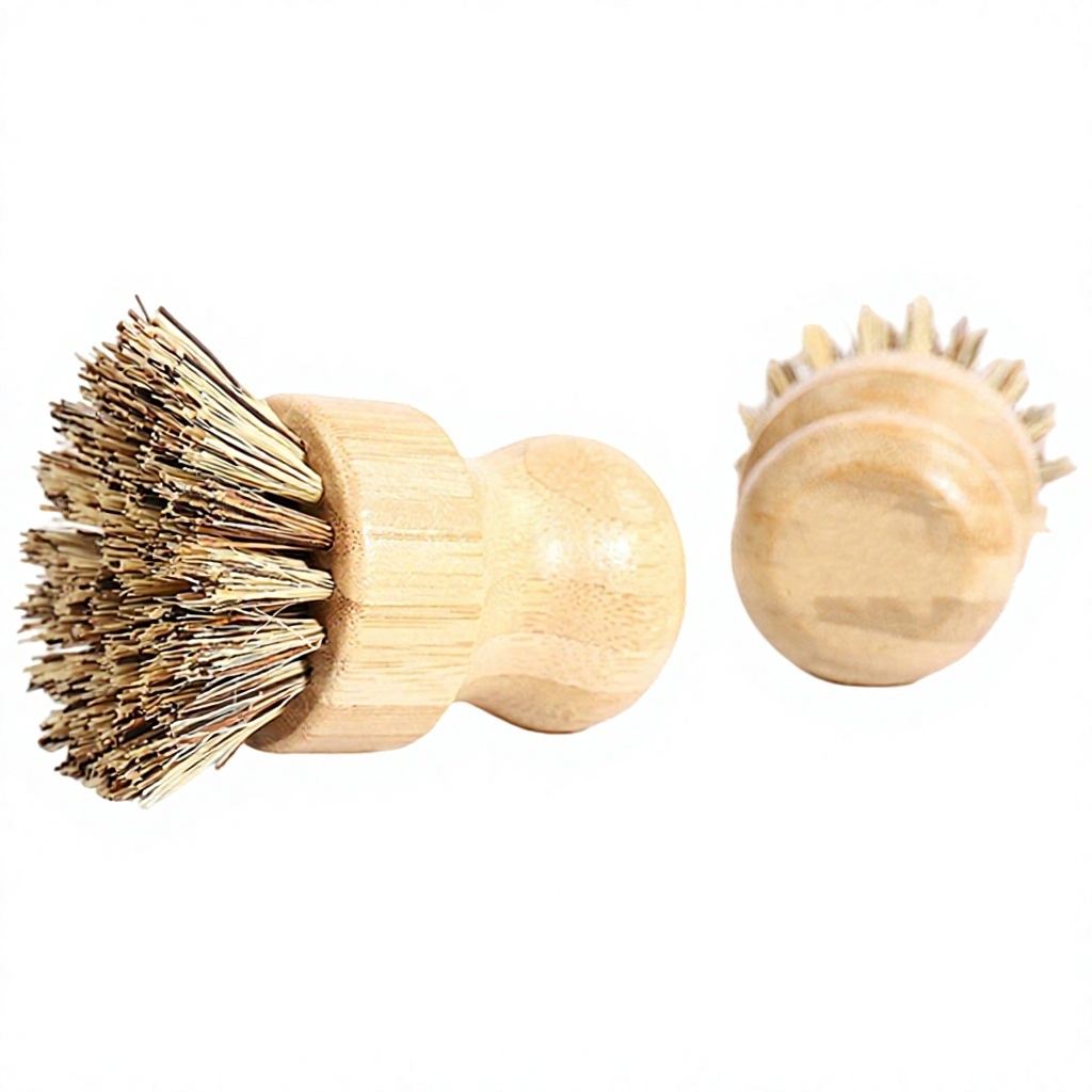 Two Pure by Dr Kynan bamboo dish brushes with natural plant-fibre bristles